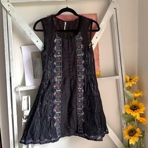 Silver striped dress with embroidery